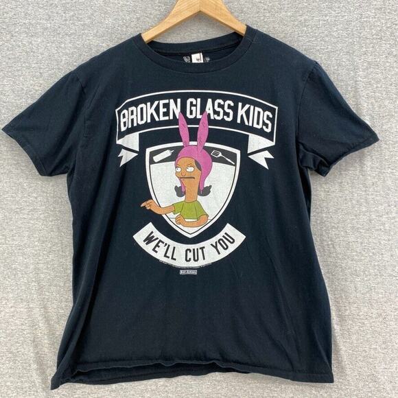 Bob's Burgers Tshirt Mens Large Blue Louise Broken Glass Kids We'll Cut You Tee - Picture 1 of 9